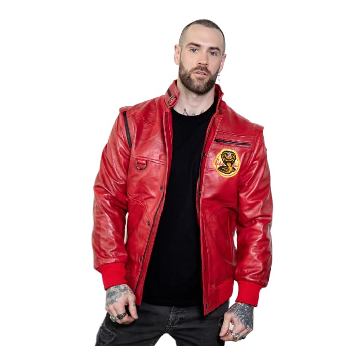 Johnny Lawrence karate kid Jacket Red Faux Leather For Mens2