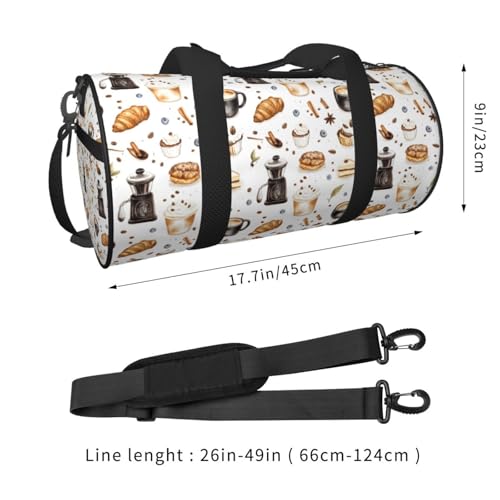 Coffee Cake Ice Cream Print Travel Duffle Bag, Sports Gym Bags for Women Men, Carry On Weekender Overnight Personal Item Travel Bags2
