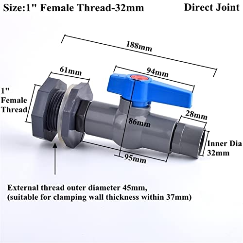Conector de tanque de acuario de PVC con accesorios de mamparo y válvula de drenaje 3