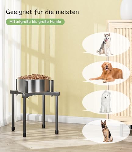 EKNITEY Erhöhter Hundenapf Ständer schwarz - Verstellbarer Metall Fressnapf Ständer, Antirutsch & Höhenverstellbar Hundenapf Ständer für Große & Mittelgroße Hunde, Schale Nicht enthalten