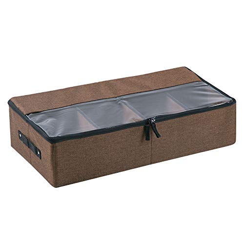 Preisvergleich Produktbild DreamyLife Unterbett Aufbewahrungstasche - Unterbettkommode - Kleideraufbewahrung Schrank - Faltbare Aufbewahrung mit Sichtfenster - Atmungsaktiv Stoff Aufbewahrungsbox für bettwäsche, Braun