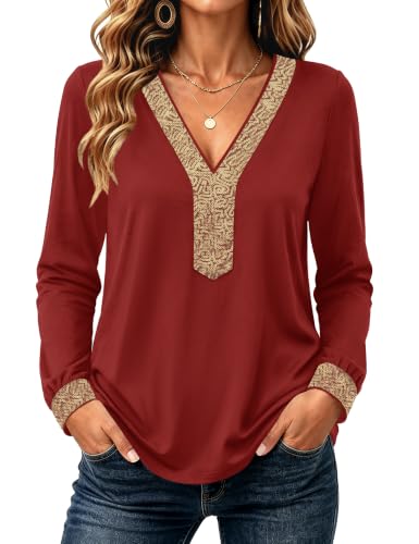 Micoson Womens Clothes Sequin Work Shirts Trendy Casual Long Sleeve Tunics