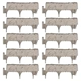 Suncast Interlocking Border Edging - Stone -Like Poly Construction for Garden, Lawn, and Landscape Edging - Water Resistant Border for Containing Trees, Flower Beds and Walkways - Light Taupe -Gray