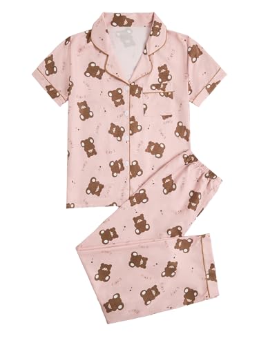 Image of Verdusa Women's 2 Piece Pajama Sets Cute Printed Fall Pajamas Sleepwear Button Up Shirt with Pants Lounge Pjs