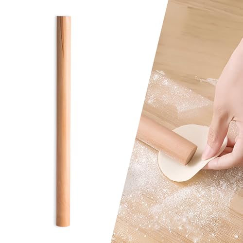 DBAILY Rouleau à pâtisserie professionnel en bois de hêtre sans poignées, toucher lisse, non collant, convient pour la fabrication de pâtisseries, de raviolis, d'ustensiles de cuisson (40 cm)