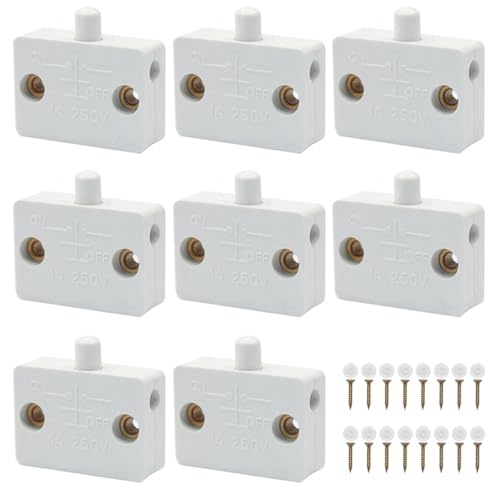 ​BE-TOOL 8Pcs Cabinet Door Switch,Closet Light Switch ​for Wardrobe, Cabinet Door Touch Light Switches, White Electrical Light Switches for Closet Doors Closet Lights Pantry Light On Off Switch