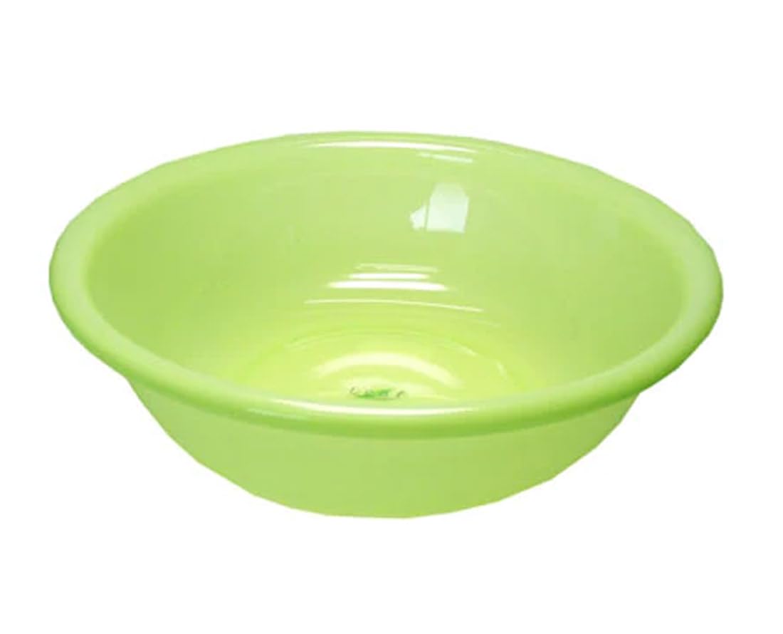 Japanese Plastic Wash Basin for Home and Camping, Dish Wash and Bathroom Water Tub, Made in Japan, Green Color, 1-Pack
