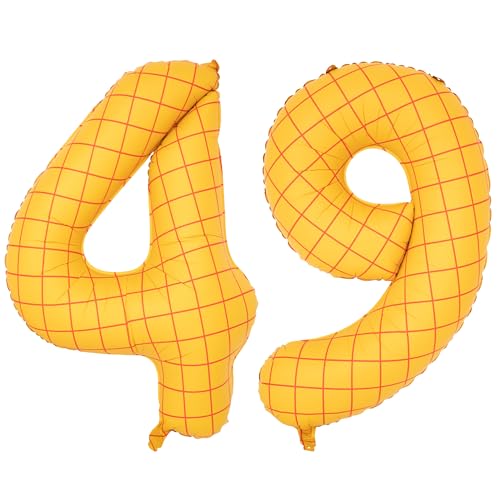Image of 40 inch Large Number Balloon 49 Toy Inspired Story Yellow Birthday Balloon | Western Rodeo Party Supplies Boy Girl Story Anniversary Kids Birthday Party Cowboy Farm Themed Baby Welcome Decorations