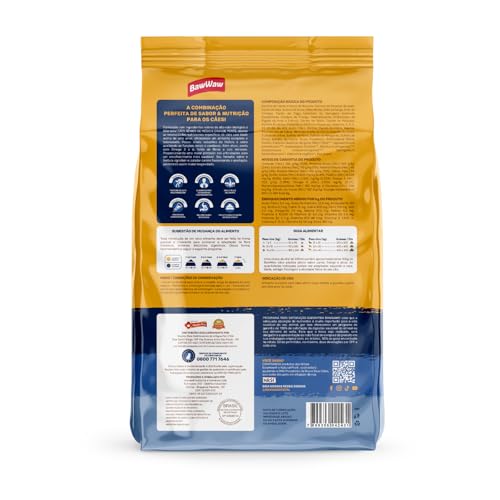 Ração Baw Waw para cães adultos Sênior médios e grandes sabor Carne, Frango e Arroz - 10.1kg