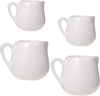 Yardwe 4 szt. ceramika Creamer z uchwytem mały kubek do kawy mleko creamer dzbanek do sosjerek serwowanie dzbanek spieniający kubek z miarką do kuchni sałatki dressings 100 m 50 ml