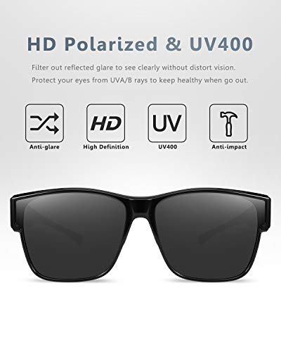 Br'Guras Oversized Fit Over Sunglasses Wear Over Glasses with Polarized Lenses Retro Squared Sunglasses for Men2