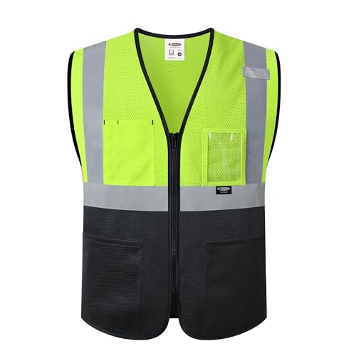 Image of JKSafety Safety Vest for men women Hi Vis Vest with Pockets and Zipper High Visibility Meet ANSI Standard(BX310