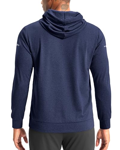 G Gradual Men's Fleece Hoodie Long Sleeve Athletic Workout Shirts(Dark Blue Heather,S) - image 2