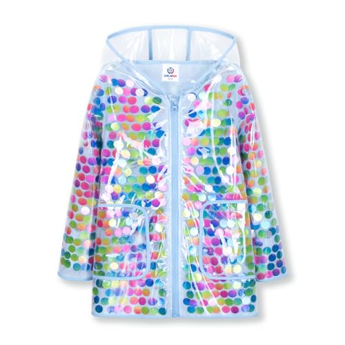Image of WELAKEN Girls Sequin Raincoat Waterproof Reusable Hooded Outwear Rain Jacket with Lining