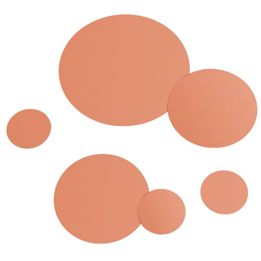 AHANDMAKER 6Pcs 3 Styles Copper Round Plate, 2/4/6 Inch Diameter x 0.02" Thickness Copper Metal Sheet for Crafts DIY Jewelry Electrical Repair Industrial