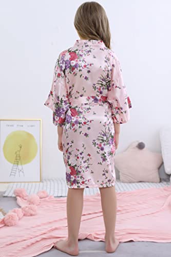 Sealinf Kids Girl's Floral Robe For Birthday Spa Parties Wedding Getting Ready Sleeping Gown (Pink, Tag 8) #TOP4