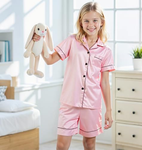 HONGTEYA 3 Piece Girls Clothes Sets, Silk Satin Teens Outfit Size 8-15 Years3