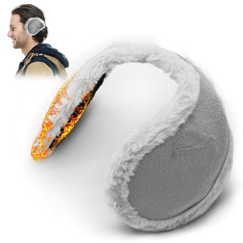 Chumix Orejeras Frio Invierno, Orejeras Hombre Plegables de SujecióN Trasera, Unisexo, Orejeras Para el Frio Para Esquí, Ciclismo,Running,MontañIsmo y Otras al Aire Libre,Classic (Gris)