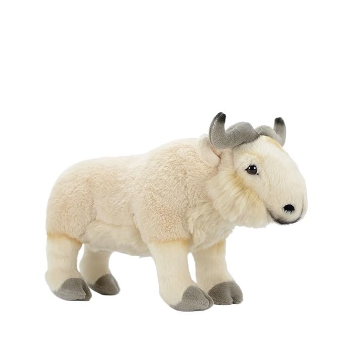 Wyvix Peluche Realista de Takin Dorado: Animal Peluche Suave Cabra-antílope 35 cm con Relleno Cuentas