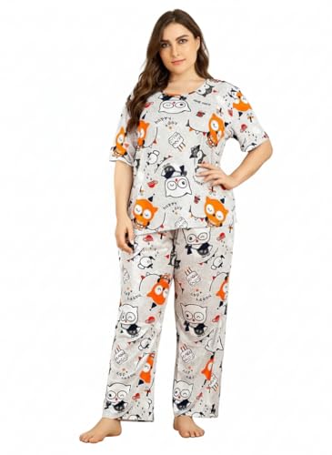 BlackBasket Women's Printed Night Suit Set | Soft & Breathable Top & Pyjama Set for Women | Stylish Relaxed Fit Sleepwear for Everyday Comfort | Perfect Lounge Wear for Home & Travel (Multicolor, XL)