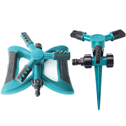 Trepot Lawn Sprinkler 2 Set, Garden Water Sprinkler Lawn Irrigation System, 360 Degree Auto Rotating Sprinklers for Garden,Adjustable Angle and Distance