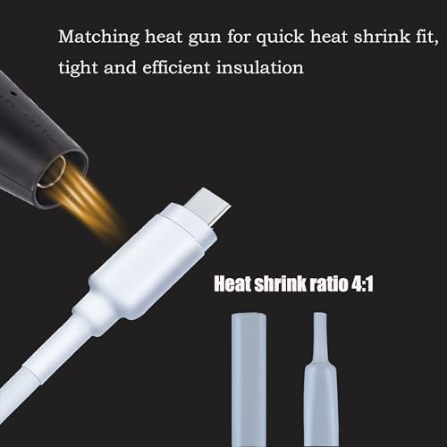 Protector Transparente para Cable de Cargador 10-Pack, relación de alta contracción 4:1 y diseño adhesivo antideslizante – 12mm x 60mm (0.47"x2.36") para cable USB, protector de cable transparente que no se cae miniatura 5