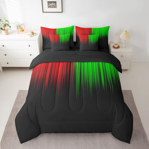 Feelyou Abstract Ombre Comforter Set with Sheets Kids Teens Red