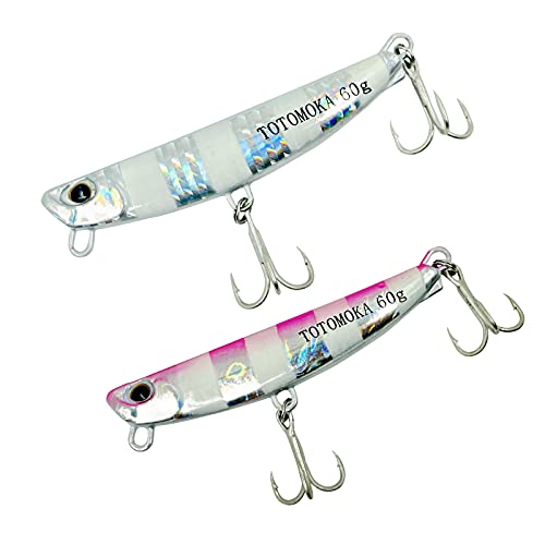 トトモカ(TOTOMOKA) メタルジグ シーバス ヒラメ ルアー 2個セット 10g 15g 20g 25g 30g 40g 60g フック付き 撃投ジグ バス釣り (30g, 夜光セット) 1枚目
