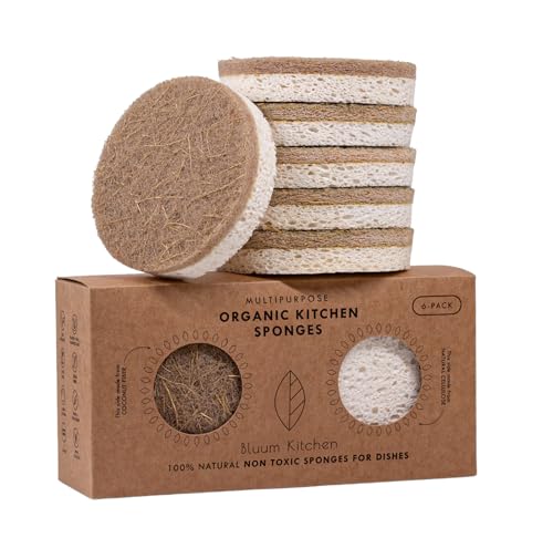 Bluum Kitchen Organic Kitchen Sponges 6-Pack – Non Toxic Sponges