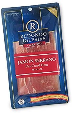 Jamon Serrano - Sliced 3 oz - Spain Gourmet Delicatessen - 15 months aged dry cured ham (NO PROSCIUTTO)