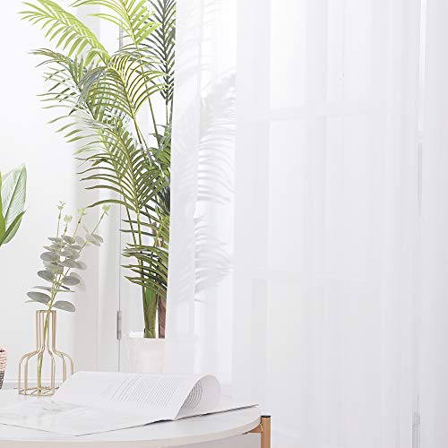 Deconovo Vorhang Transparent Gardinen Transparent Ösenvorhang Weiß – Ansicht 6