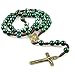 lulucross 10mm Men's Catholic Wooden Red String Cross Rosary Necklace,Gift Box Packaging, Is an Ideal Rosary for Men and Women to Pray and Meditate (green)