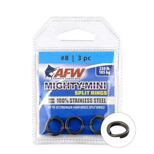 AFW Mighty Mini Fishing Split Rings, Stainless Steel #8, 230lb - 3 pcs