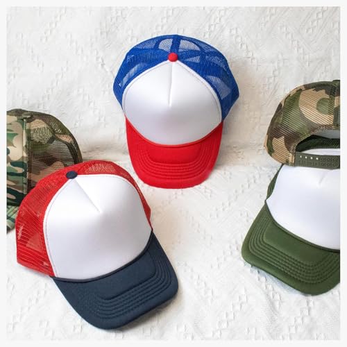 Image of CHOK.LIDS Classic Foam Trucker Hat Summer Mesh Rope Cap Solid Two Toned Blank Hat Mens Womens Adjustable Strap Light Weight