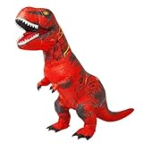 JASHKE Disfraz de Dinosaurio Traje Inflable Traje de Trex Disfraz de Halloween Disfraz de Adulto (Rojo)