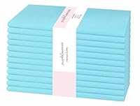 PurpleEssences Set of 12 Cloth Dinner Napkins 100% Cotton 18x18 Inch - Soft Durable Washable - Ideal for Farmhouse Party Spring Summer - Perfect Everyday Use Table Linen - Aqua Blue