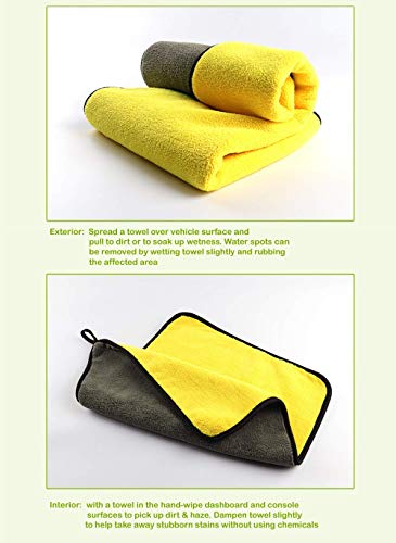 Image of NIKAVI Thick & Soft Absorbent Microfiber Wash Cloth for Auto Care | Car & Bike Cleaning Towel | Yellow & Gray - 30 x 30 cm (Pack of 2)