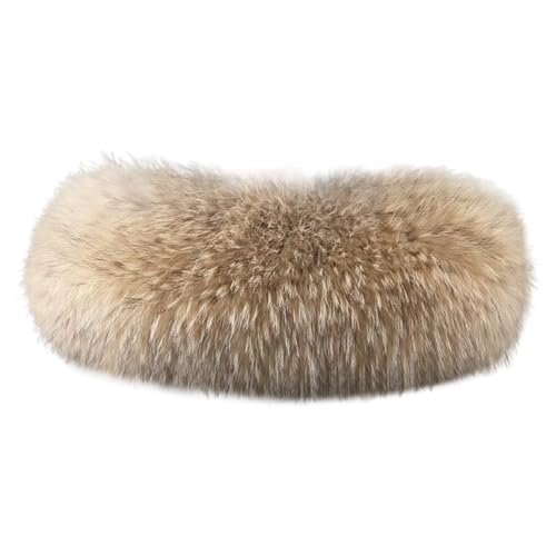 ECYC Brown Faux Fur Collar Scarf, Detachable Plush Neck Warmer Artificial Fur Scarf Hood Trim for Jacket Coat Collar Parka