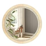 ULIKE Espejo redondo de ratán, entrada