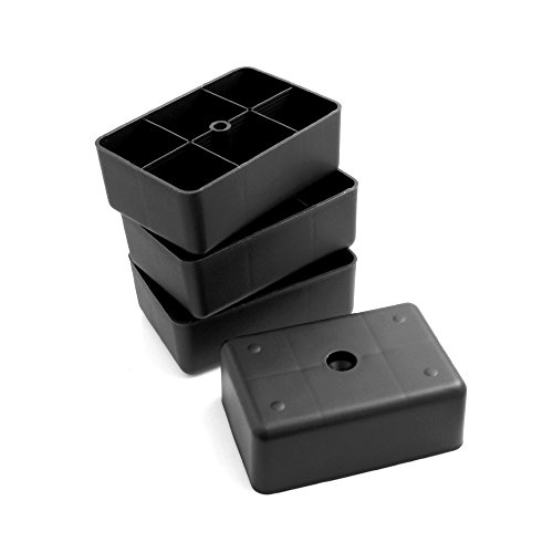 Preisvergleich Produktbild Design61 4er Set Sofa Füße Kunststoff Möbelgleiter Möbeluntersetzer Sofa Sessel zum Anschrauben Kunststoff Möbelgleiter Eckig in Schwarz