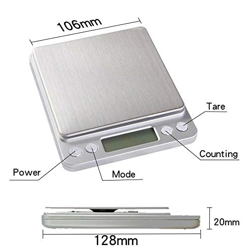 3000G X 0.1G High Precision Lcd Digital Portable Counting Scale, Mocco Multifunction Accuracy Electronic Balance Pocket Scales With 2 Trays Weights Pcs Functions For Home, Kitchen, School, Laboratory #TOP3