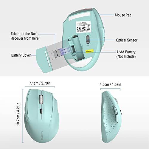 Image of E-YOOSO Wireless Mouse, Computer Mouse 18 Months Battery Life Cordless Mouse, 5-Level 4800 DPI, 6 Button Ergo Wireless Mice, 2.4G USB Wireless Portable Mouse for Laptop, Mac, Chromebook, PC(Sky Blue)