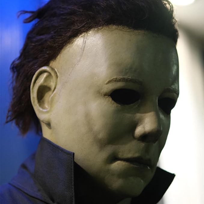 Máscara de Halloween, máscara de látex blanca y negra, talla completa miniatura 7