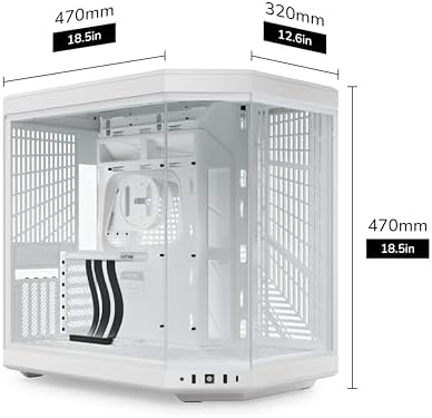 Hyte Y70 Modern Aesthetic Gaming PC Case - Panoramic Glass | High-Airflow Design | Cable Management | Dual Chamber ATX Mid-Tower Chassis | 10 Fan Capacity | Luxury PCIe 4.0 Riser Cable - Snow White — view 9