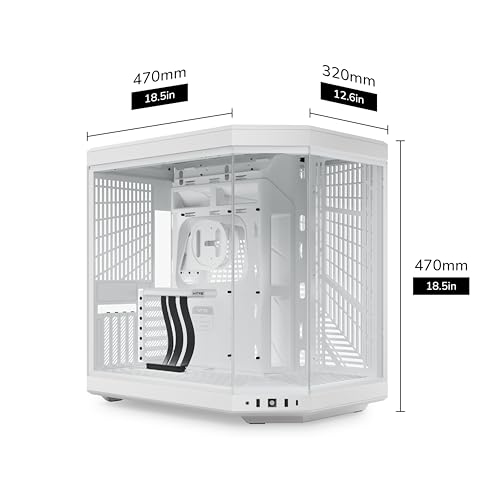 Hyte Y70 Boîtier de Jeu ATX Moderne et esthétique à Double Chambre panoramique en Verre trempé avec câble élévateur PCIE 4.0 Inclus, Blanc Neige (CS-HYTE-Y70-WW)