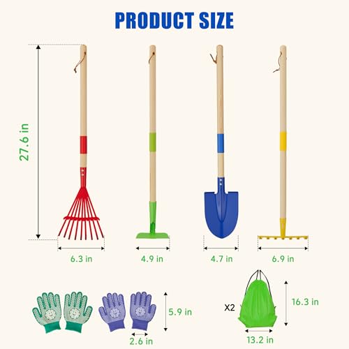 Set de herramientas de jardinería 4 piezas con guantes y bolsas miniatura 2
