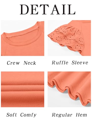 Image of Haloumoning Girls Ruffle Sleeve T Shirts Summer Short Sleeve Casual Cute Crewneck Tops Tees 5-14 Years