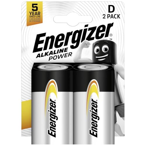 Energizer LR20 D Mono Alkaline Power Battery, Pack of 2