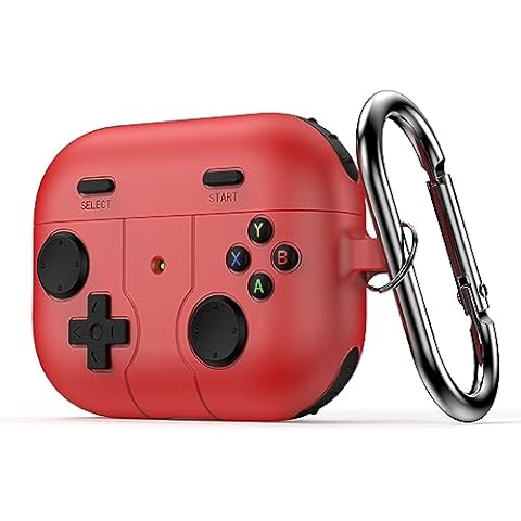 Lopnord for Airpods 3 Case, Gamepad Design for Airpods 3rd Generation Case Cover with Keychain Accessories, Soft Silicone Case for Airpods 3 Generation Case 2021 for Men Women (Red) Cover