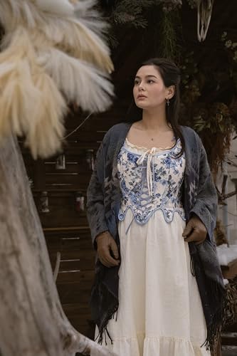 Image of Scarlet Darkness Corset Tops for Women Floral Renaissance Bustier Bodice | Ideal for Halloween, Ren Faire, Theme Party; Overbust, Adjustable Straps, Lace Up, Irregular Hem, Zip Closure, Hand Wash